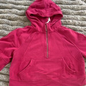 Pink Lululemon Cropped Hooded Sweatshirt